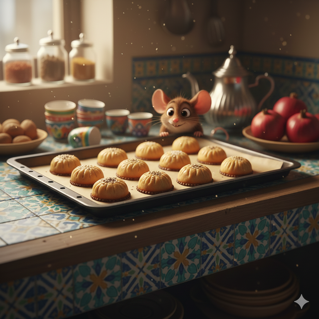 Mishmish peeking at cookies